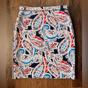 J. McLaughlin Reversible Pencil Skirt Size S Paisley‎ Geometric Art To Wear
